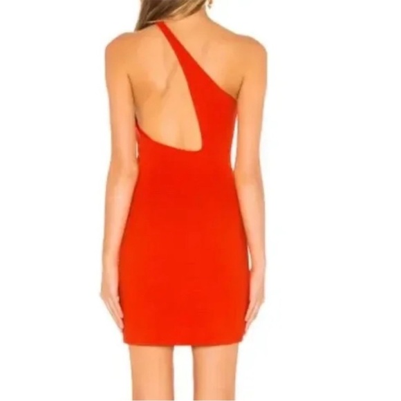 NBD Red Orange One-Shoulder Bodycon Dress Night Out - Picture 3 of 11